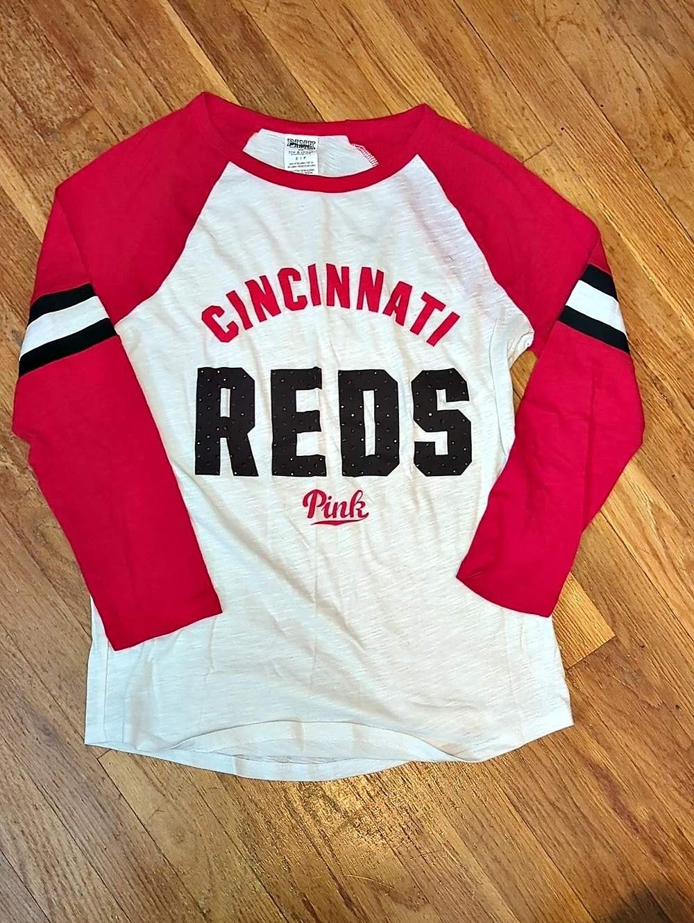 PINK Cincinnati Reds Baseball Tee Long Sleeve Size Small